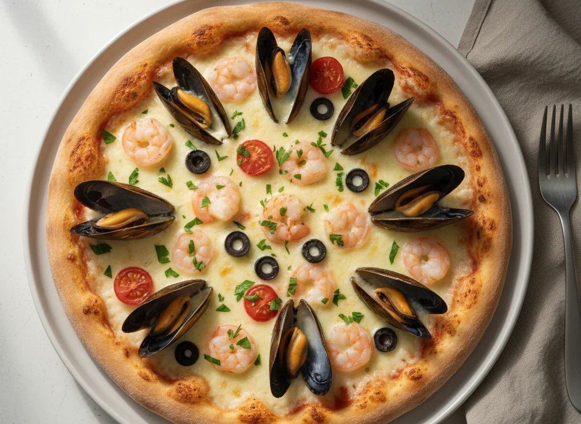 Пицца с морепродуктами photo