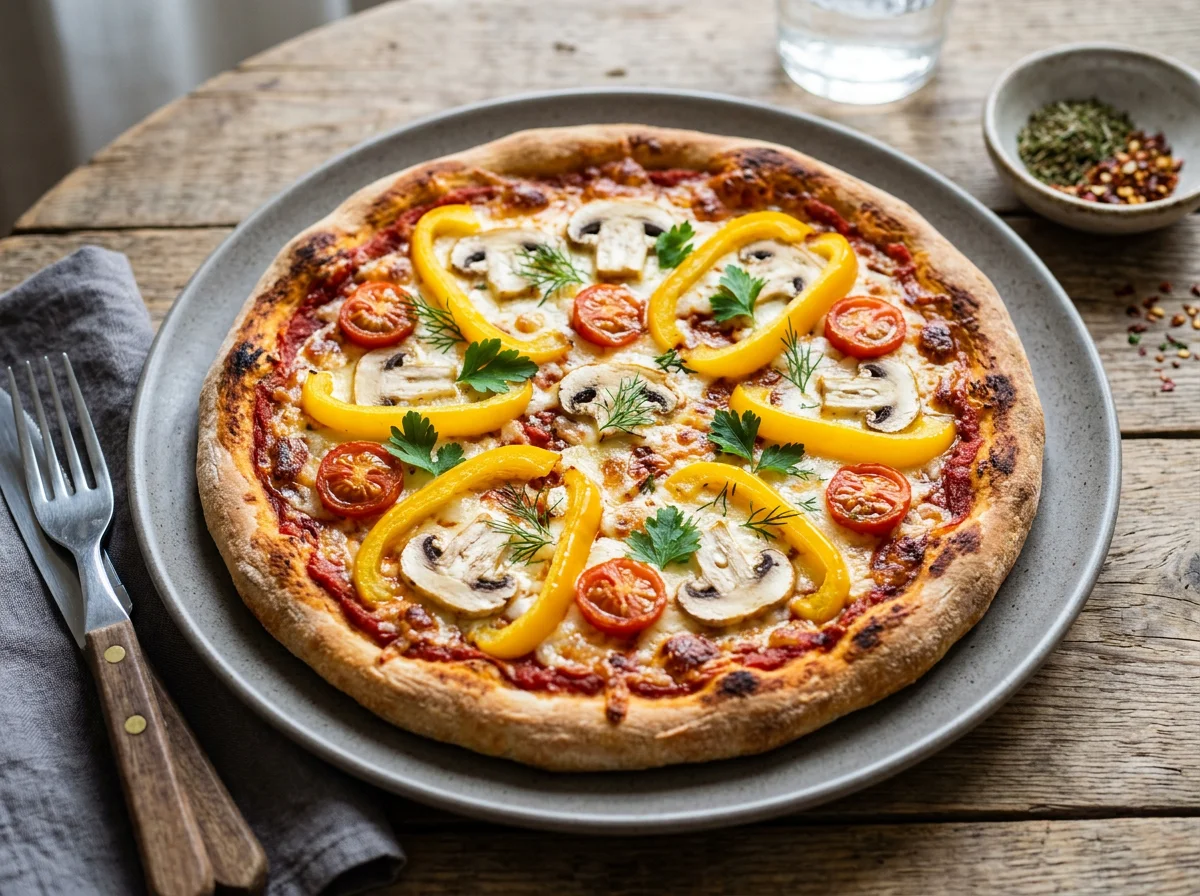 Пицца с овощами и сыром photo