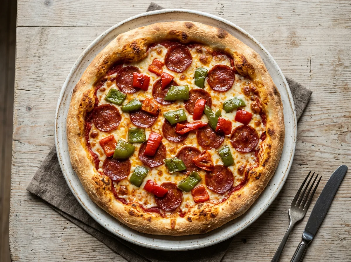 Пицца с пепперони и перцем photo