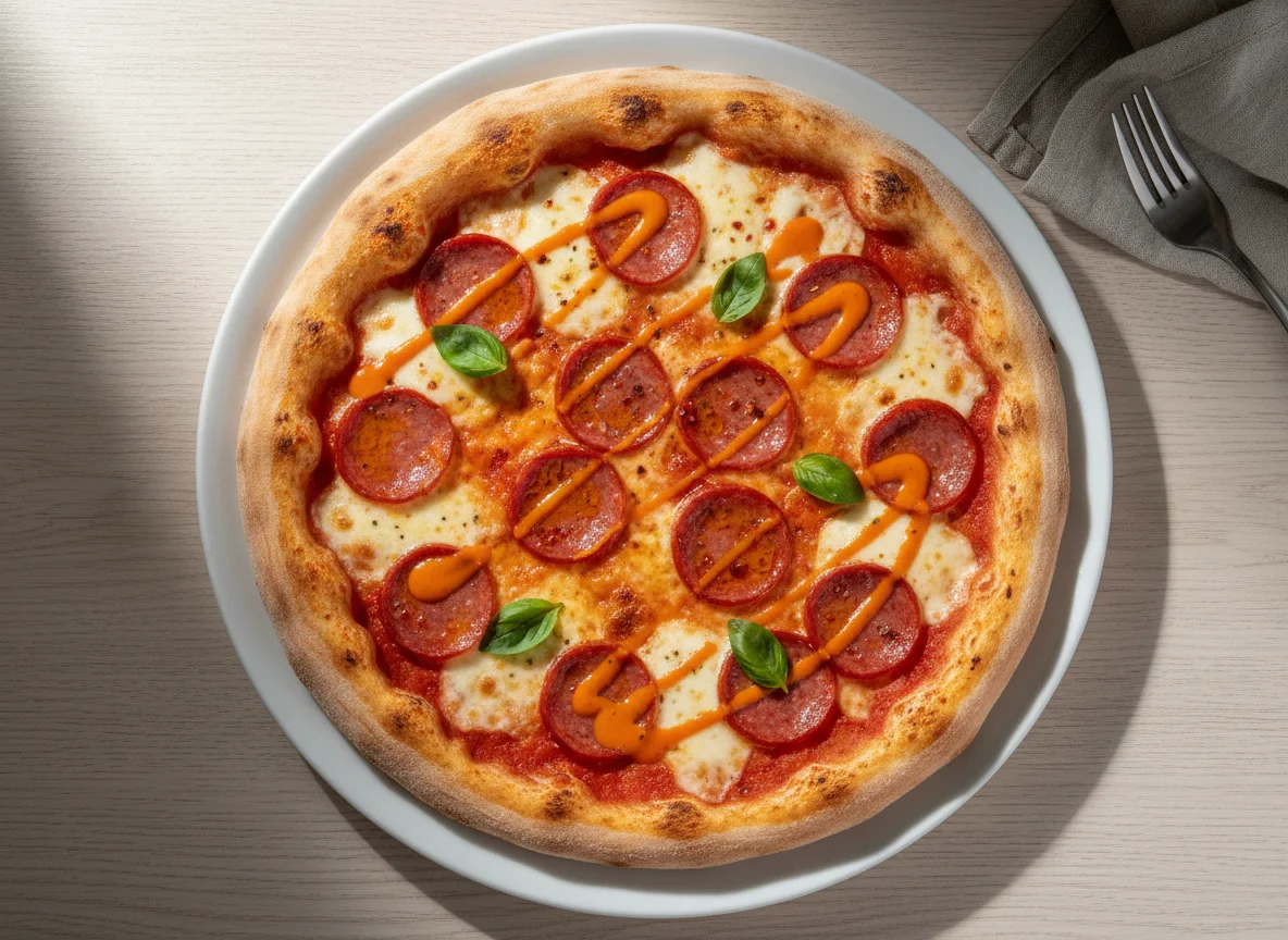 Пицца с пепперони и сыром photo