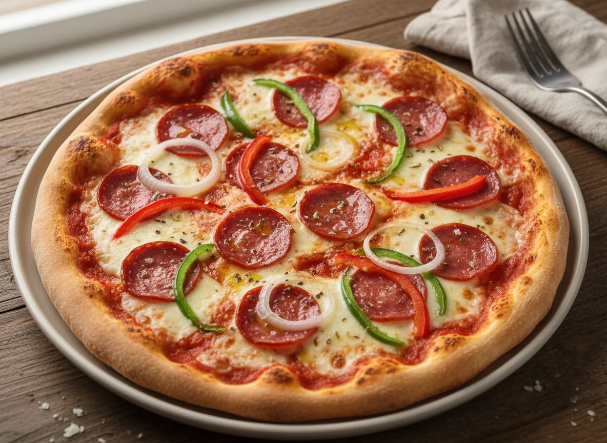 Пицца с салями и перцем photo