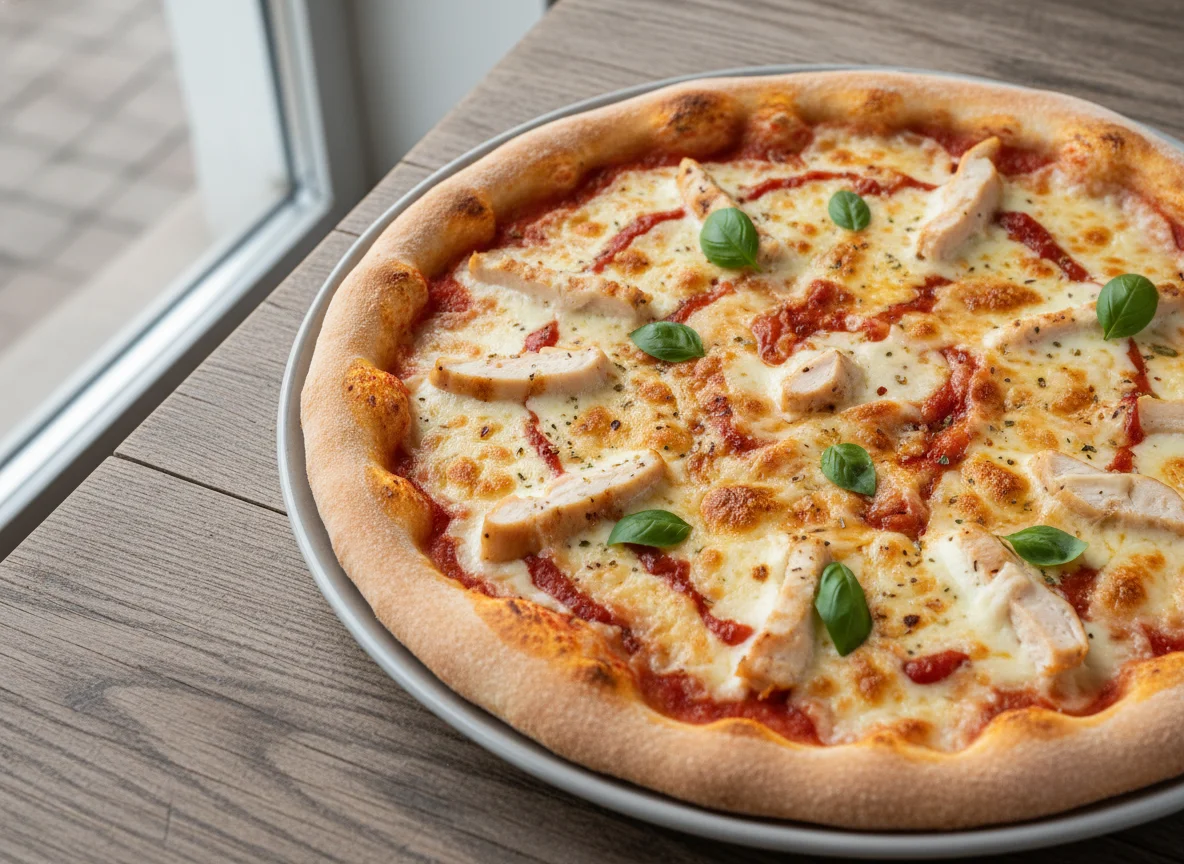 Пицца с сыром и курицей photo