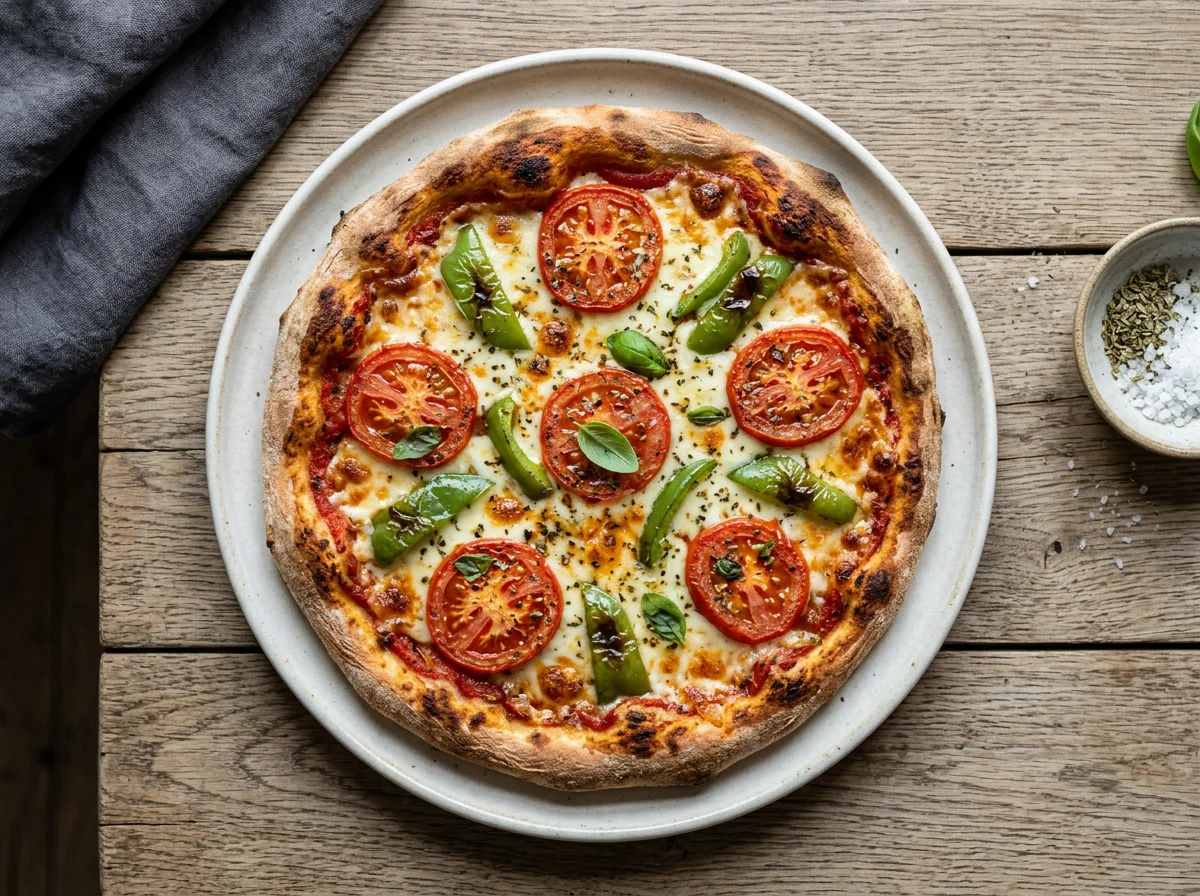 Пицца с сыром и овощами photo