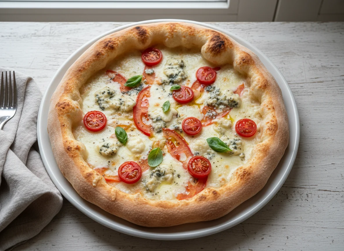 Пицца с сыром и томатами photo