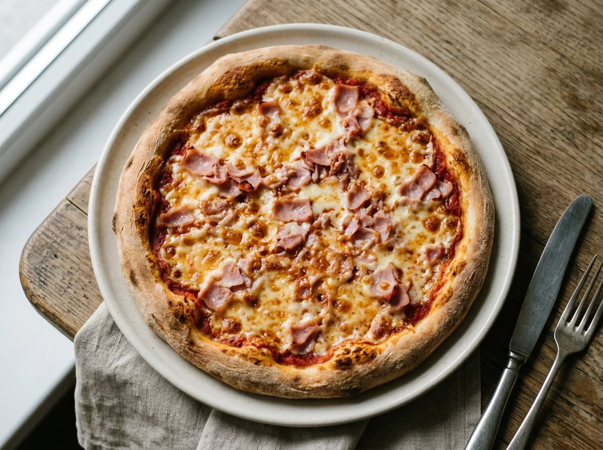 Пицца с сыром и ветчиной photo