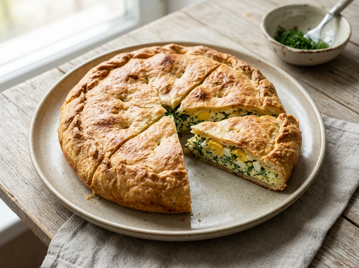 Пирог с яйцом и зеленью photo