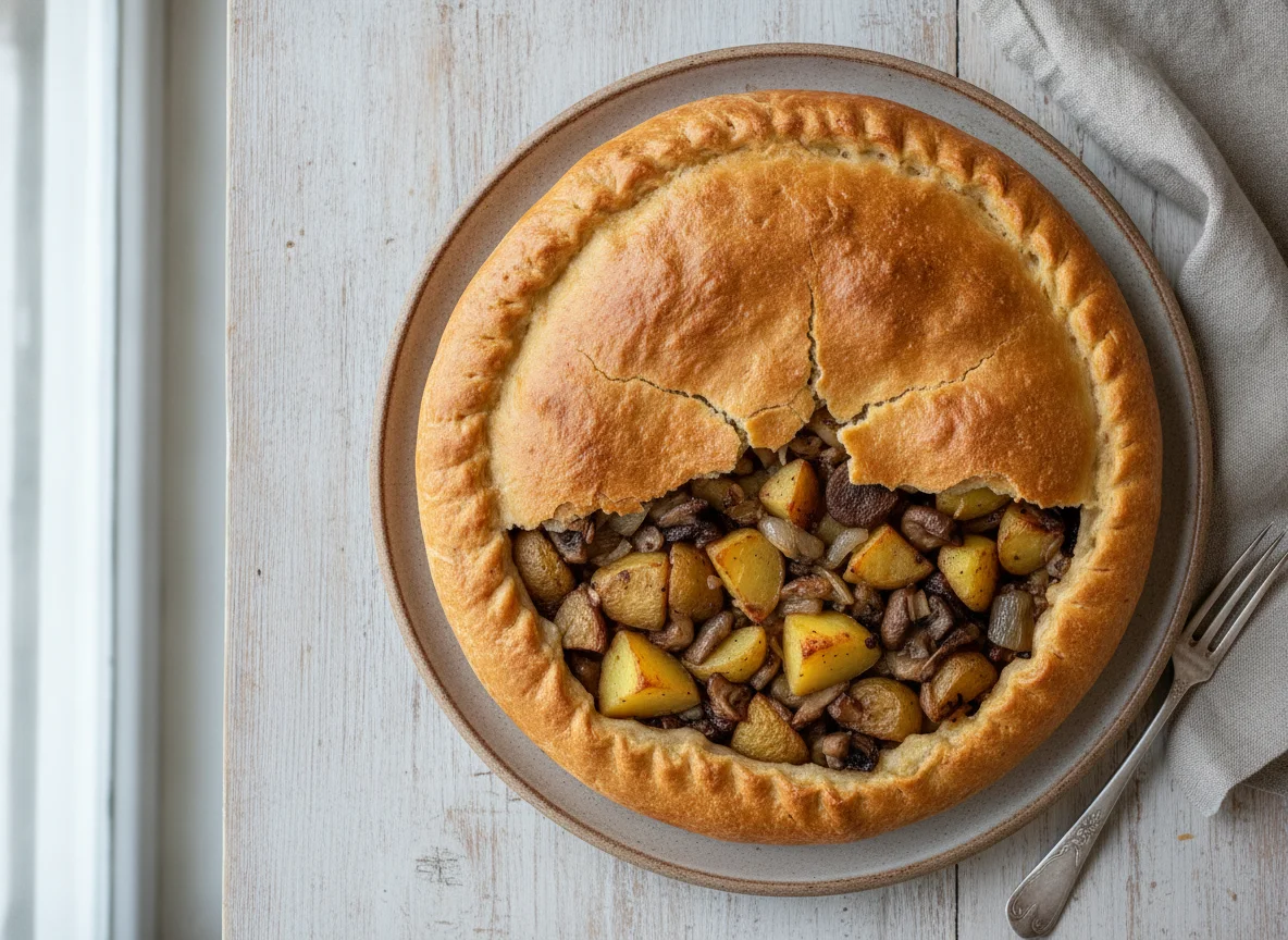 Пирог с грибами и картофелем photo