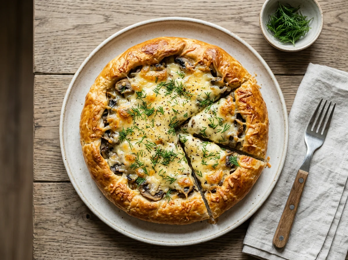 Пирог с грибами и сыром photo