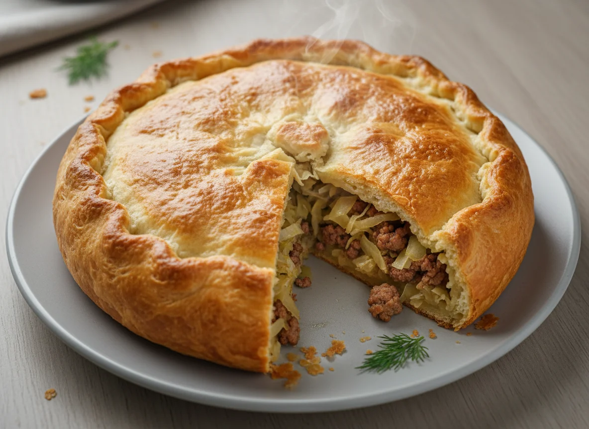 Пирог с капустой и мясом photo