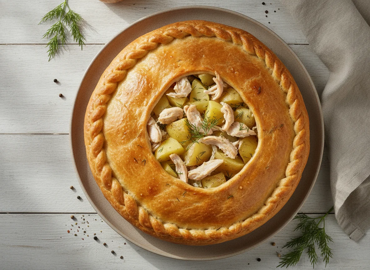 Пирог с курицей и картошкой photo