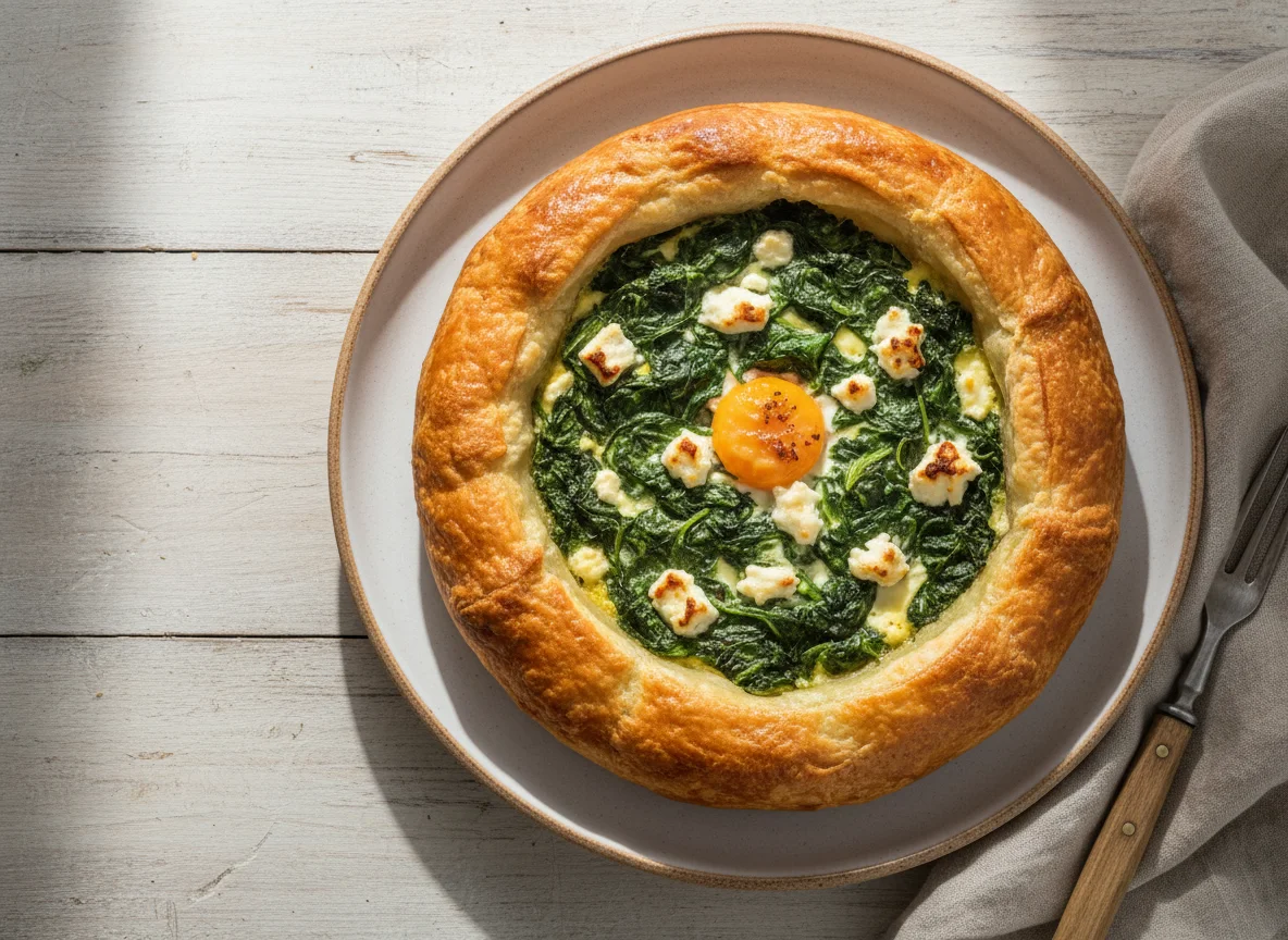 Пирог со шпинатом и сыром photo