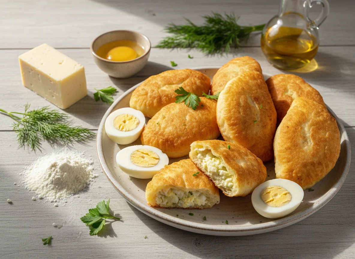 Пирожки с яйцом и сыром photo