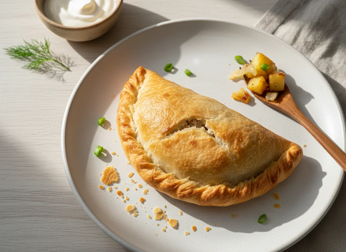 Пирожок с мясом и картофелем photo