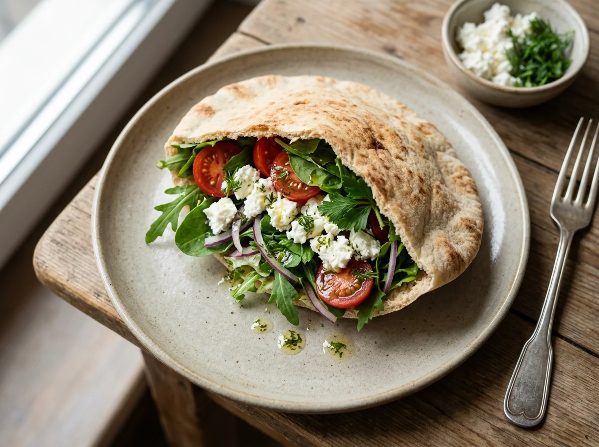 Пита с козьим сыром и овощами photo