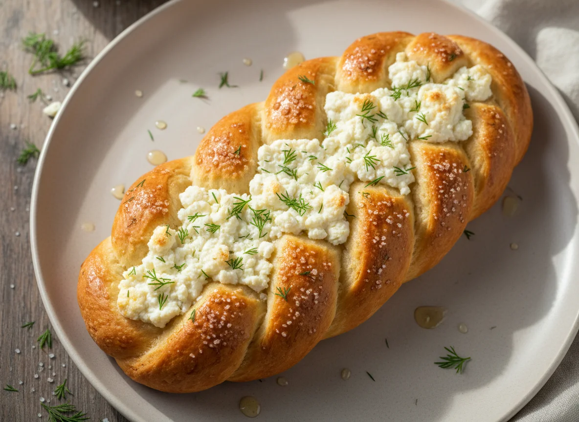 Плетенка с творогом и укропом photo