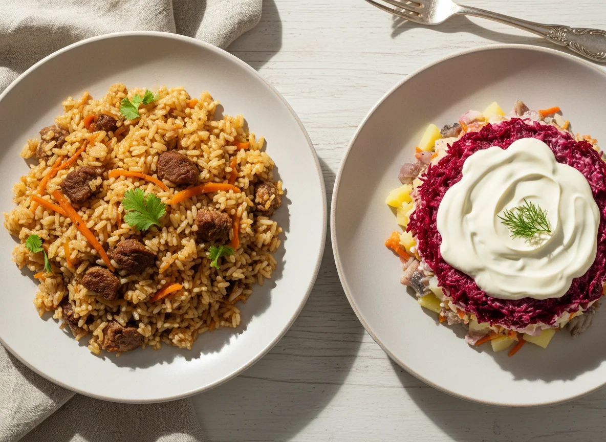 Плов и Сельдь под шубой photo