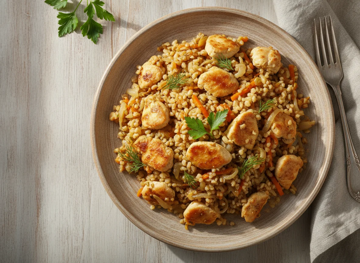 Плов из булгура с курицей photo