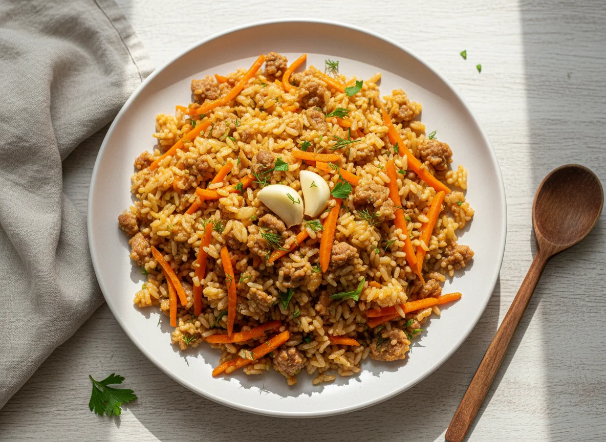 Плов с фаршем и морковью photo