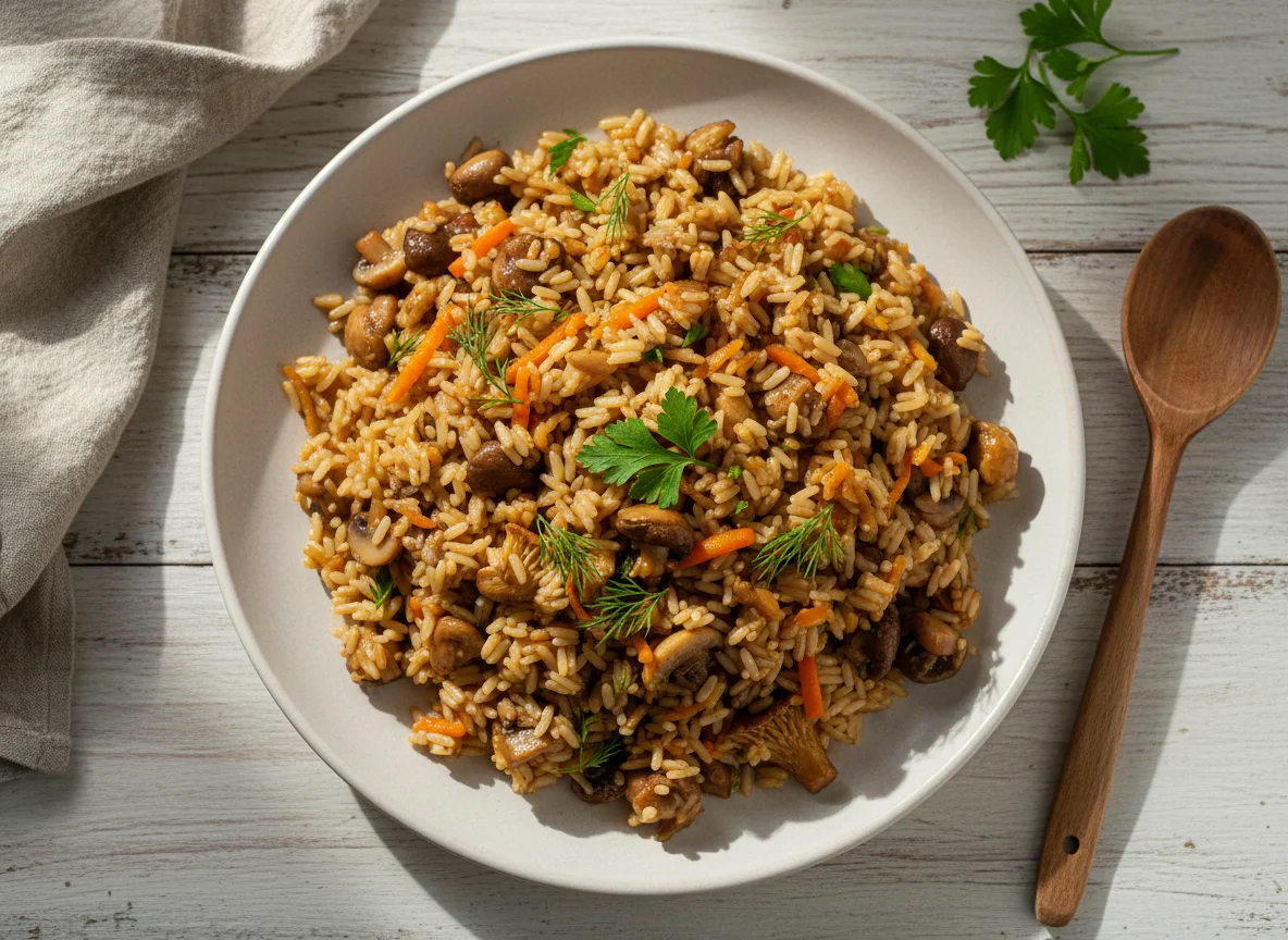 Плов с грибами photo