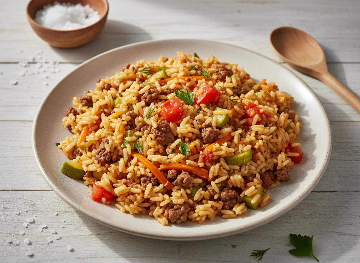 Плов с кабачками и мясом photo