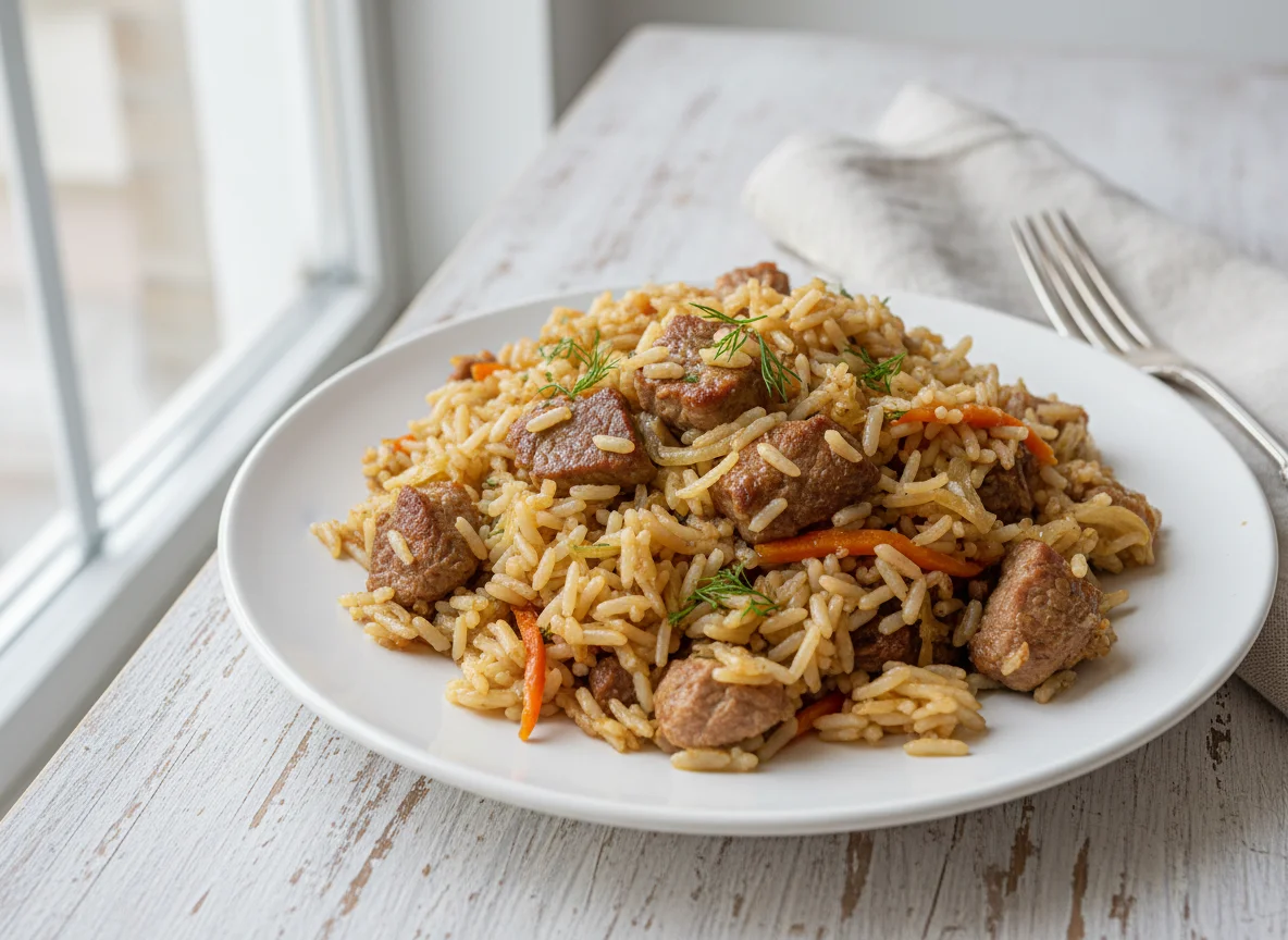 Плов с капустой и мясом photo