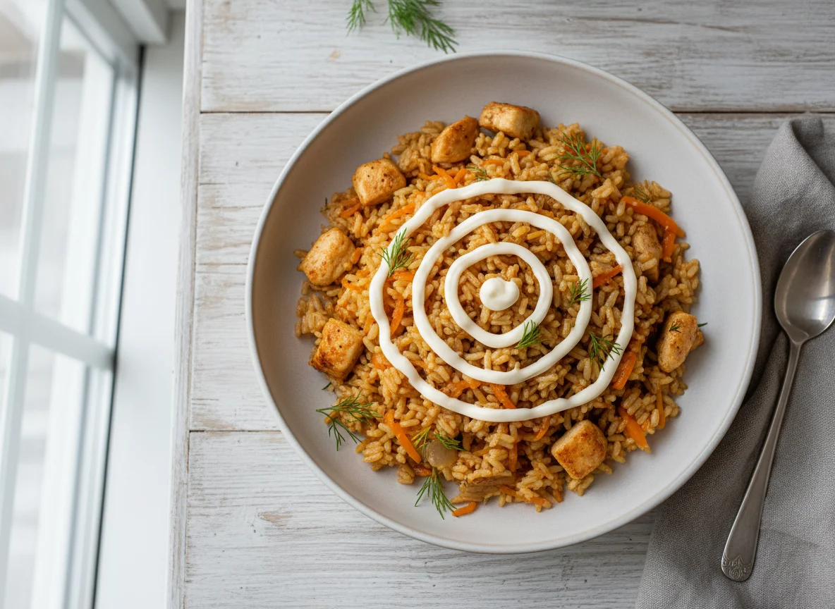 Плов с курицей и майонезом photo