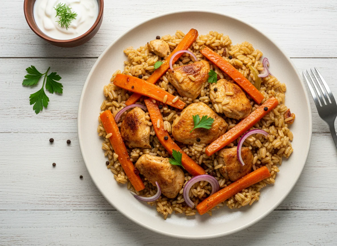 Плов с курицей и морковью photo