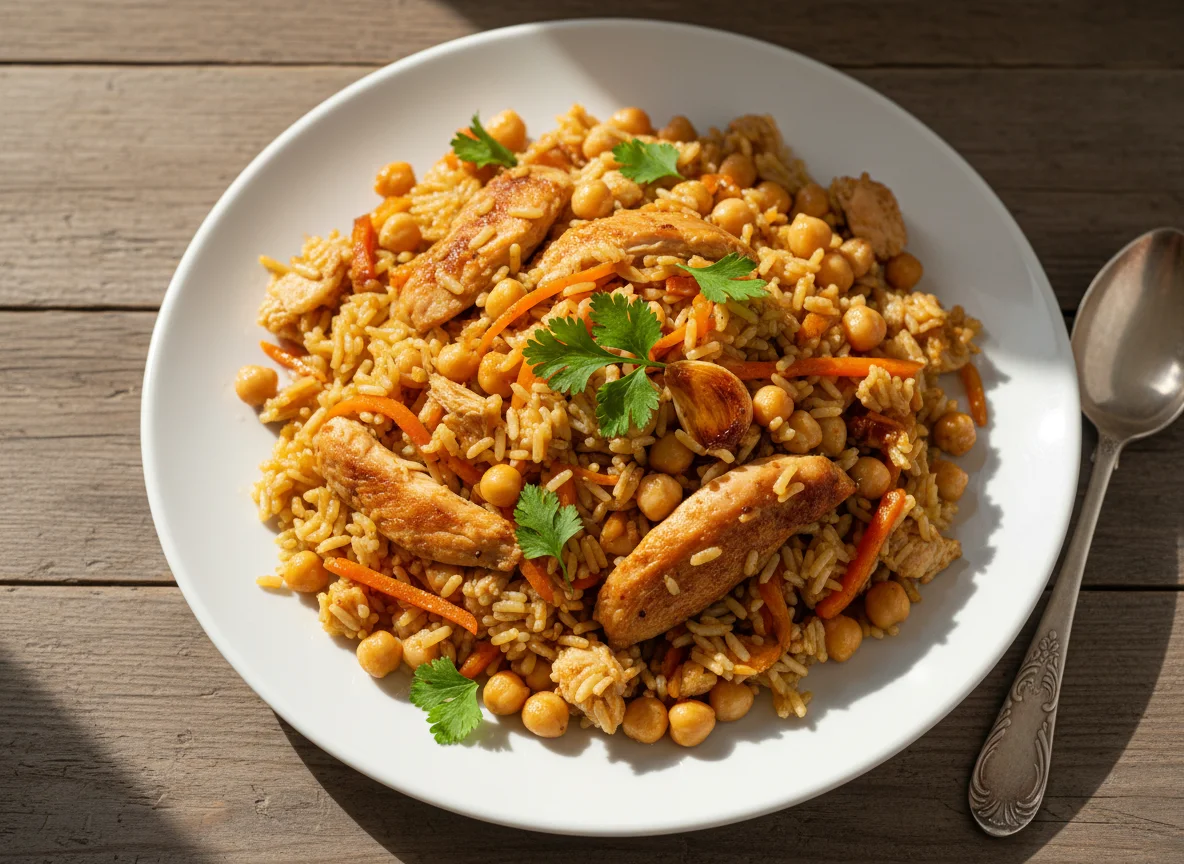 Плов с курицей и нутом photo