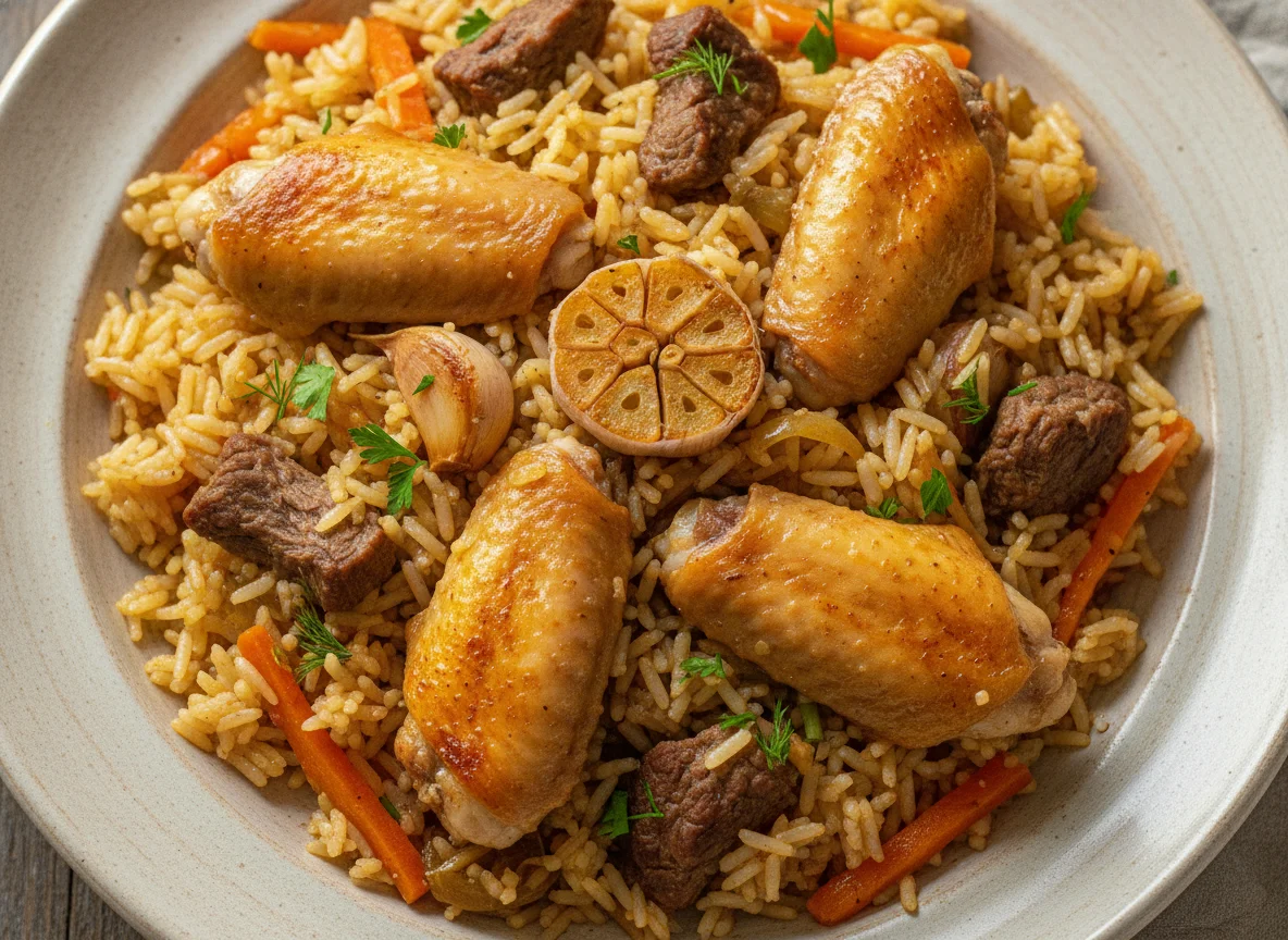 Плов с куриными крылышками photo