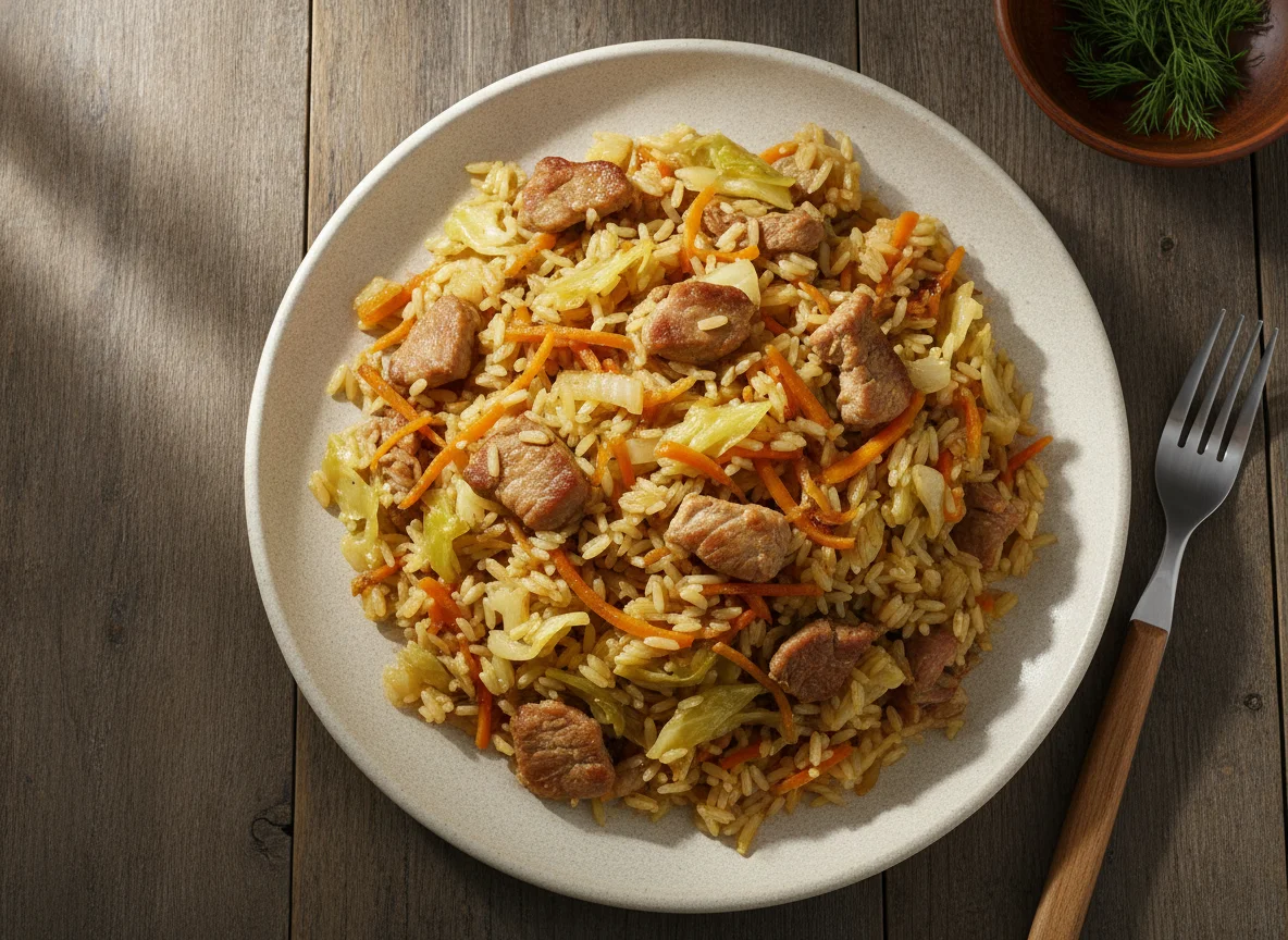 Плов с мясом и капустой photo