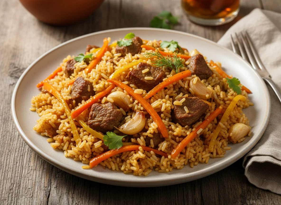 Плов с мясом и морковью photo