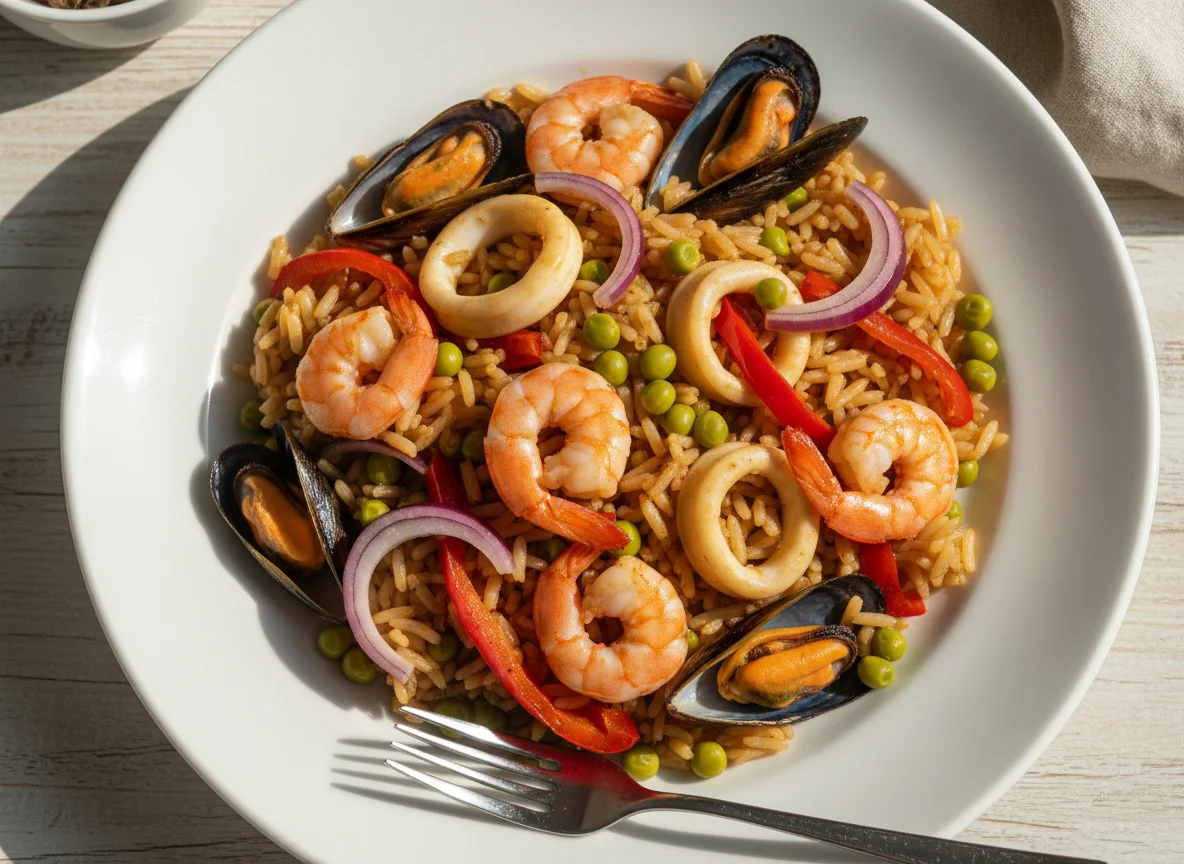 Плов с морепродуктами photo