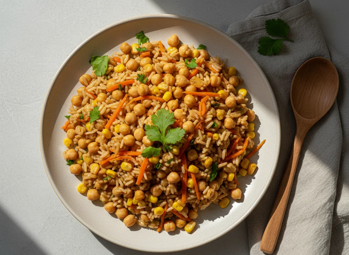 Плов с нутом и овощами photo