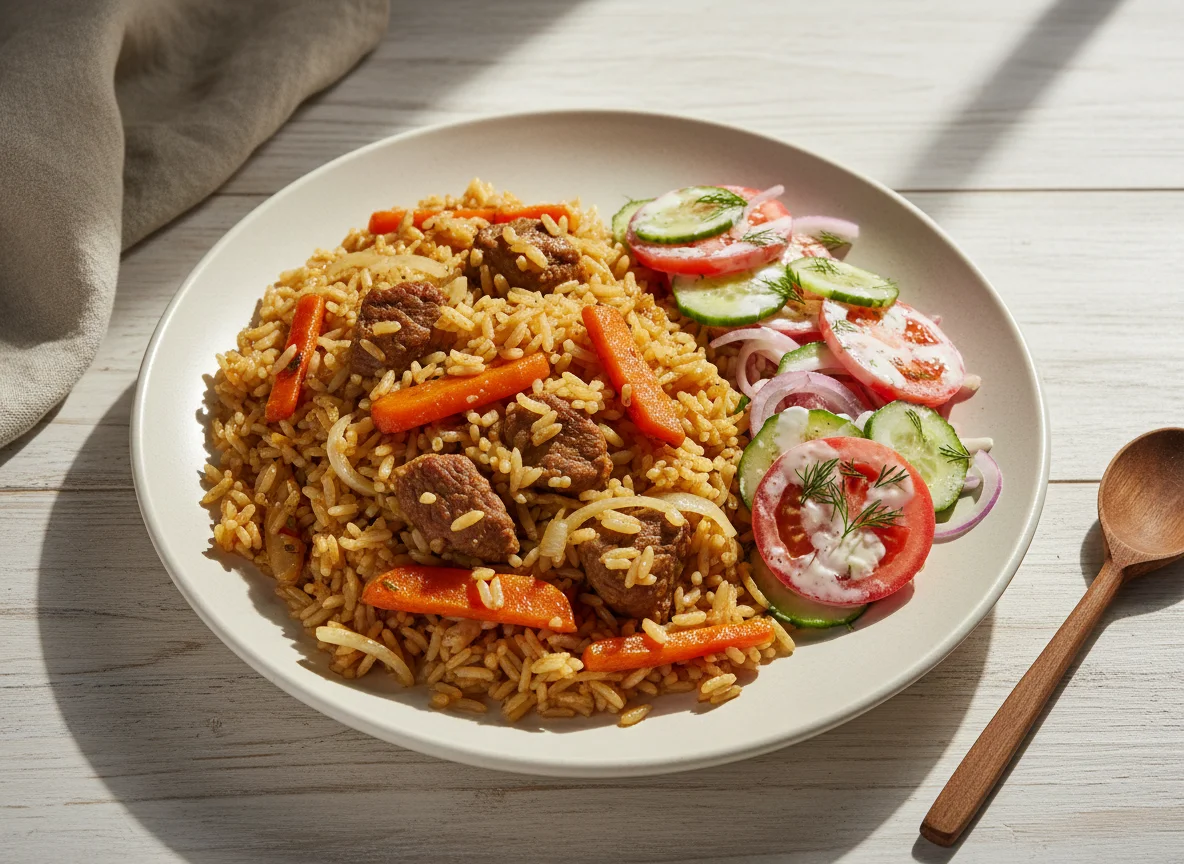 Плов с салатом Ачичук photo