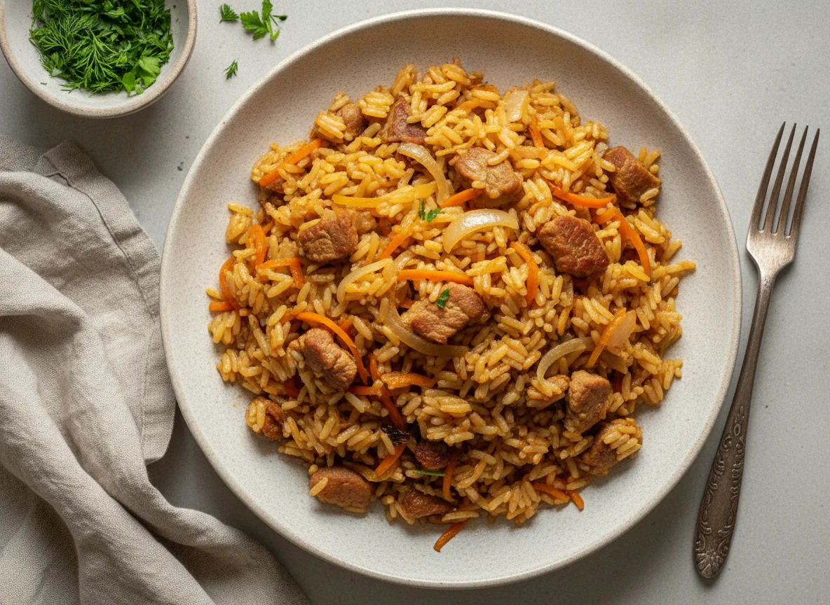 Плов со свининой и овощами photo