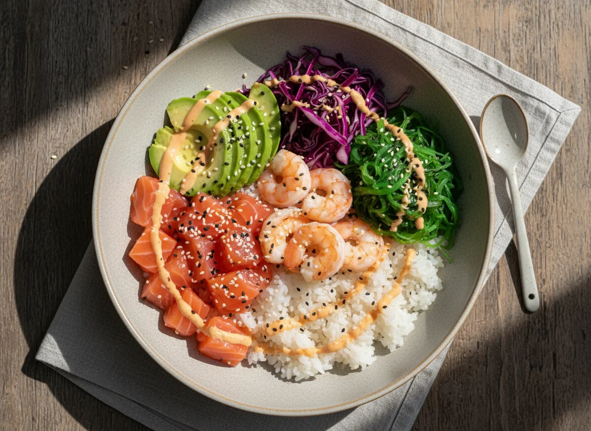 Поке с креветками и лососем photo
