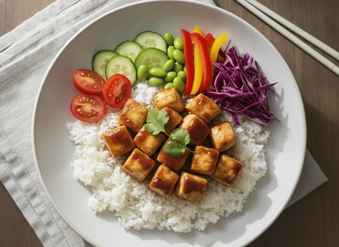 Поке с курицей и овощами photo