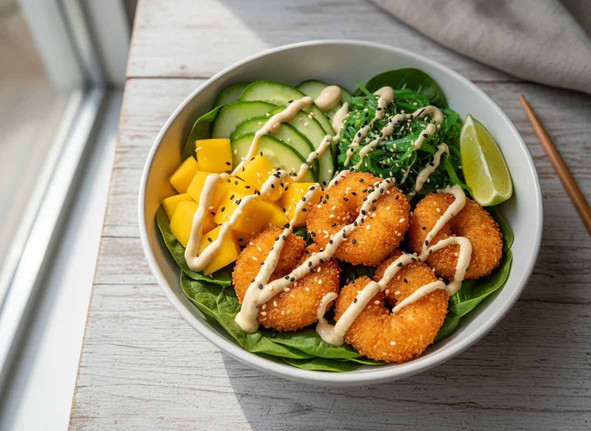 Поке-боул с креветками и манго photo