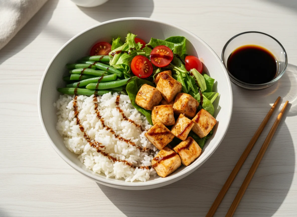 Поке-боул с курицей и овощами photo