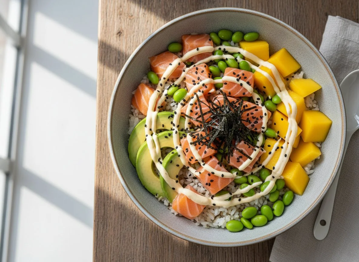 Поке-боул с лососем и манго photo