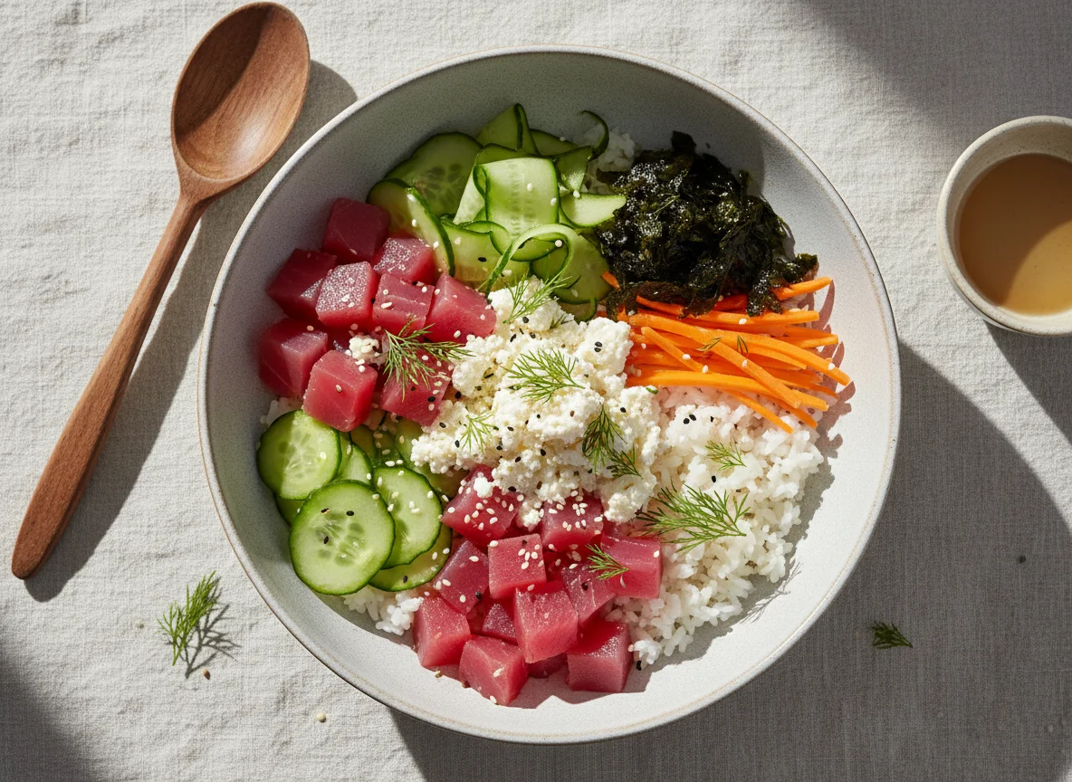 Поке-боул с тунцом и творогом photo