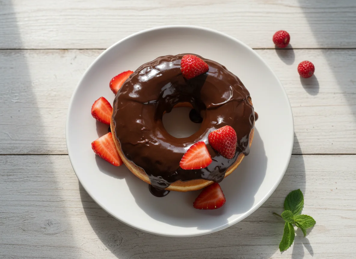 Пончик с шоколадной глазурью photo