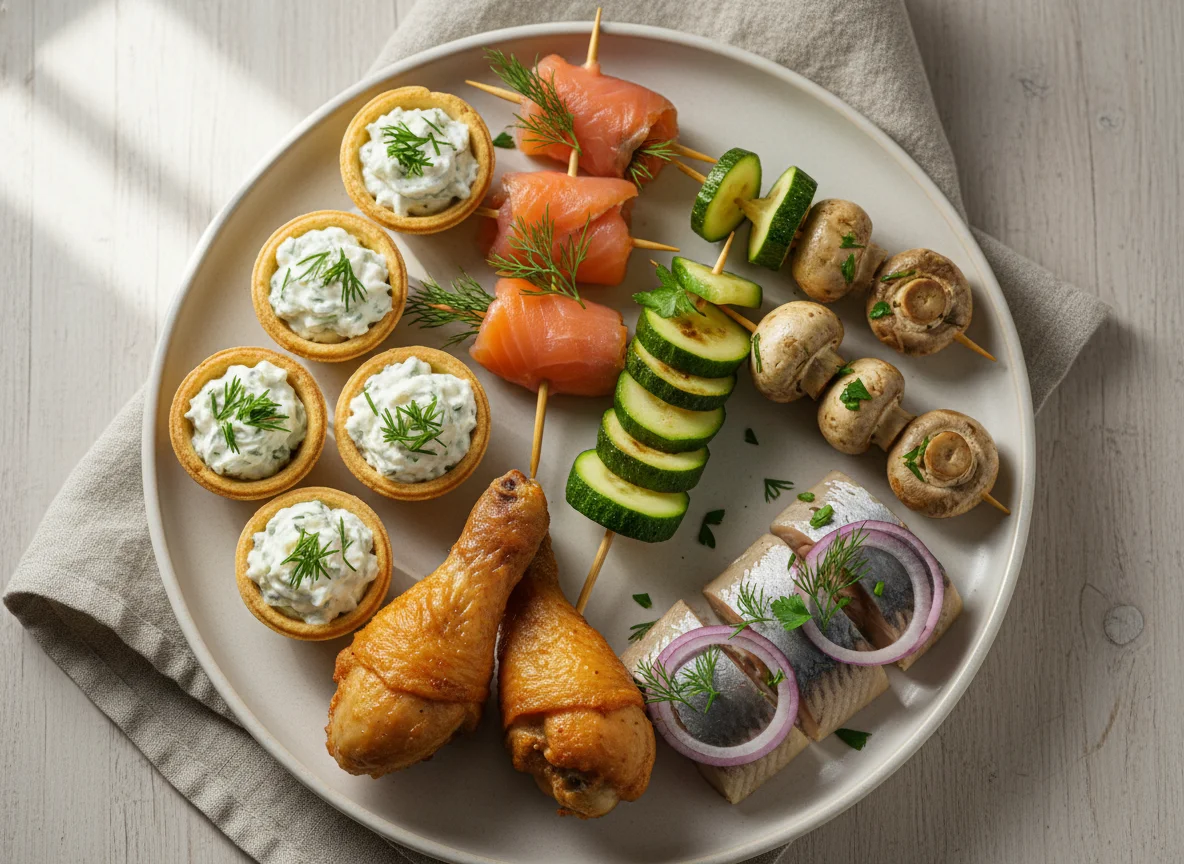 Праздничная тарелка с закусками photo