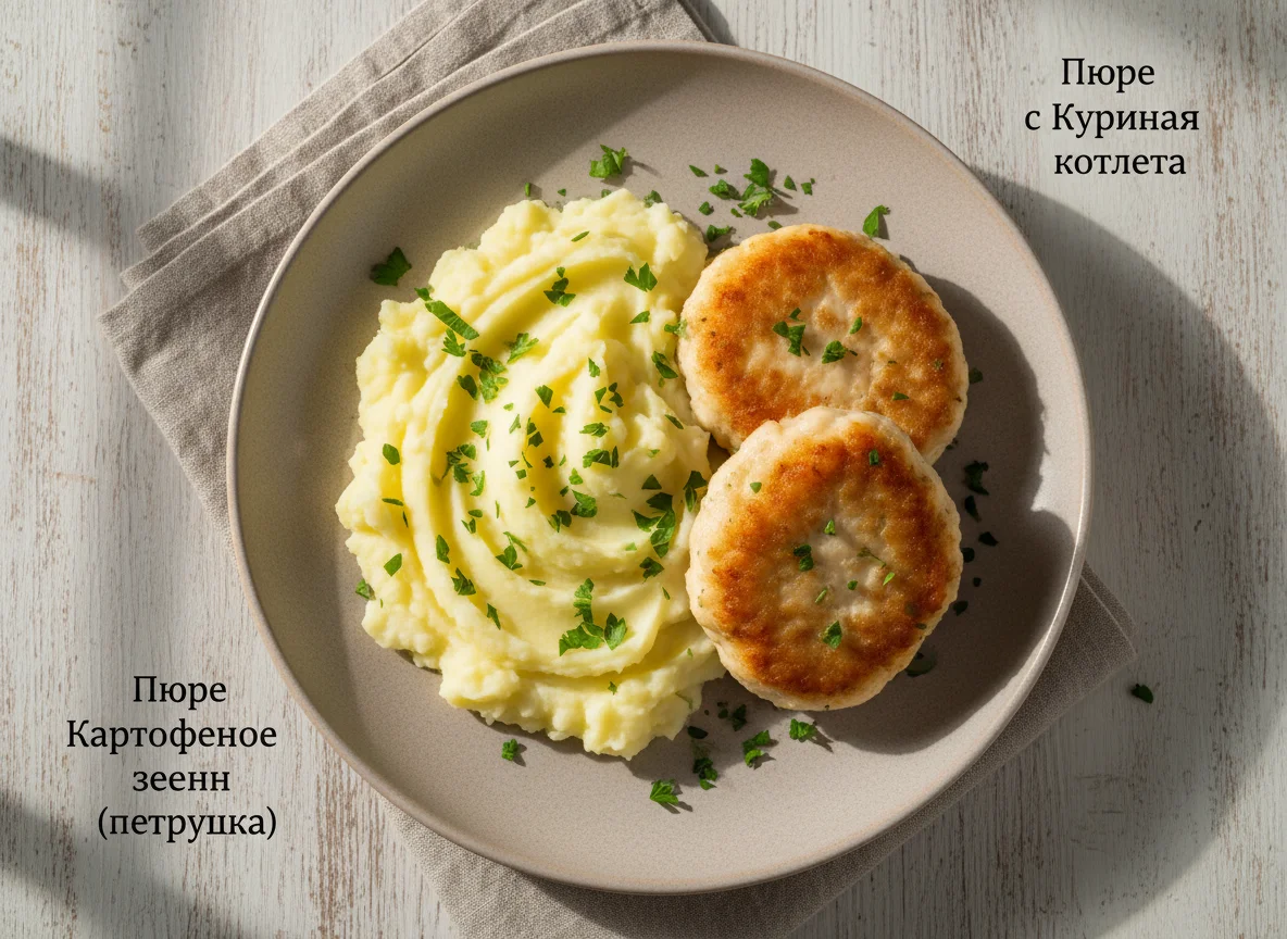 Пюре с куриными котлетами photo
