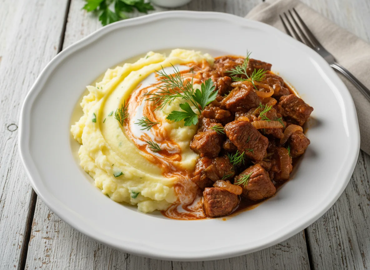 Пюре с мясным рагу photo