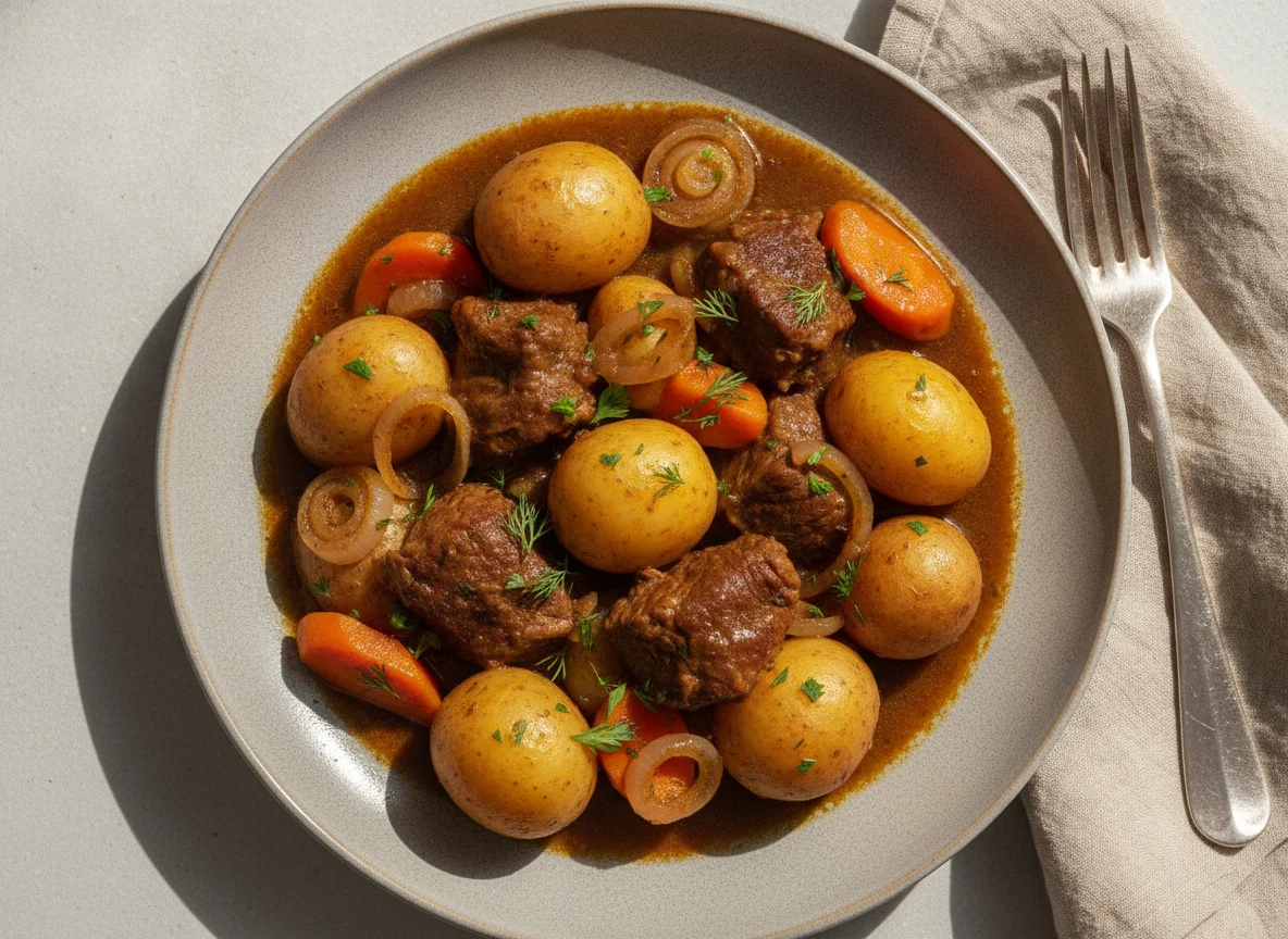 Рагу из говядины с картофелем и овощами photo