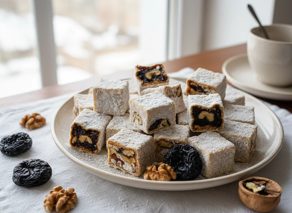 Рахат-лукум с ванилью, черносливом и грецким орехом photo