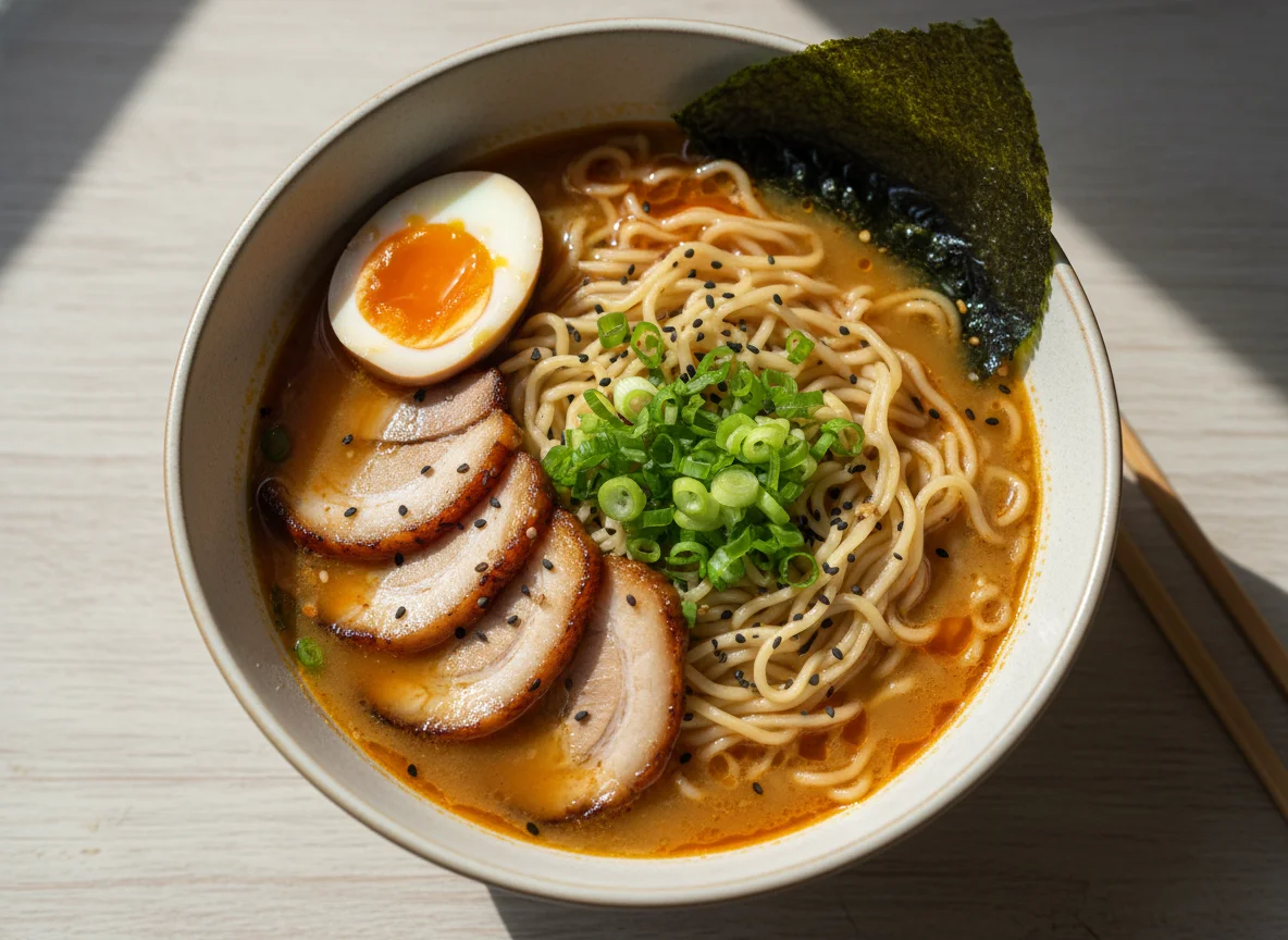 Рамен с яйцом и свининой photo