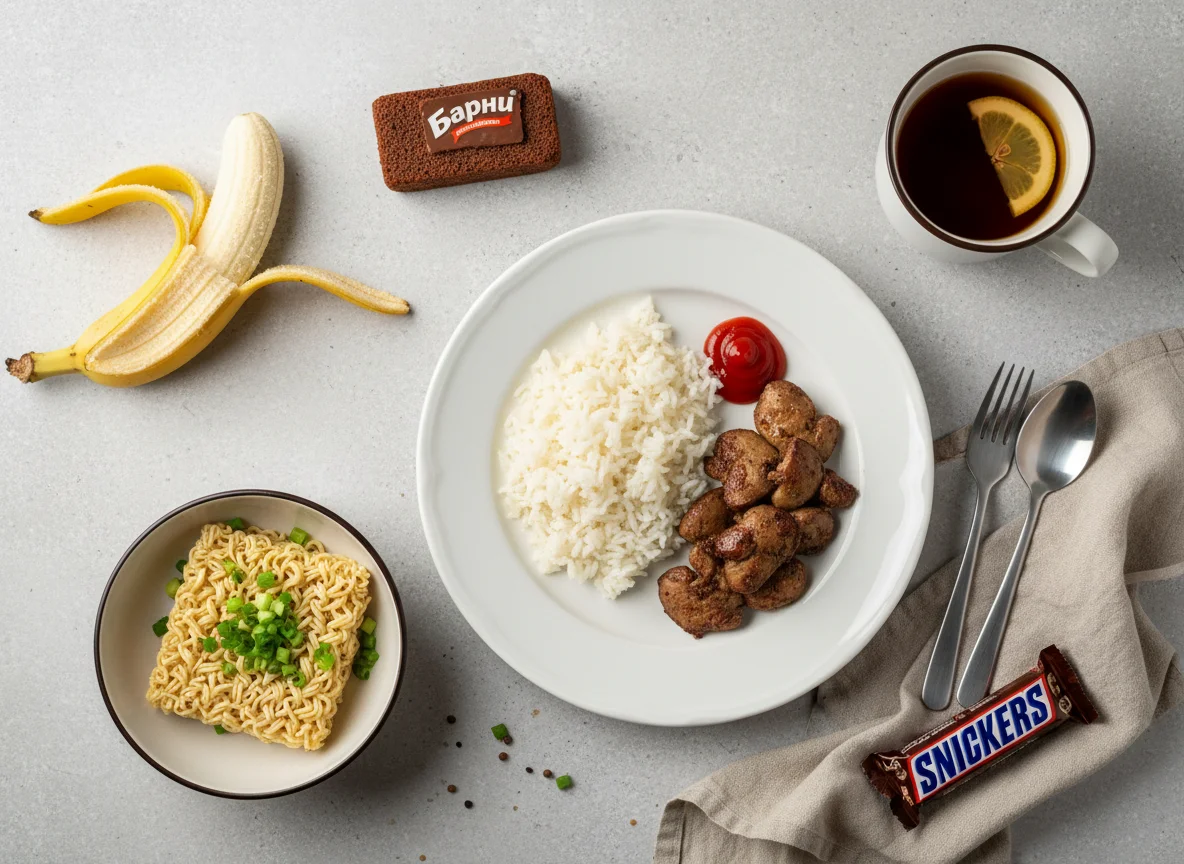 Разнообразный обед с закусками photo