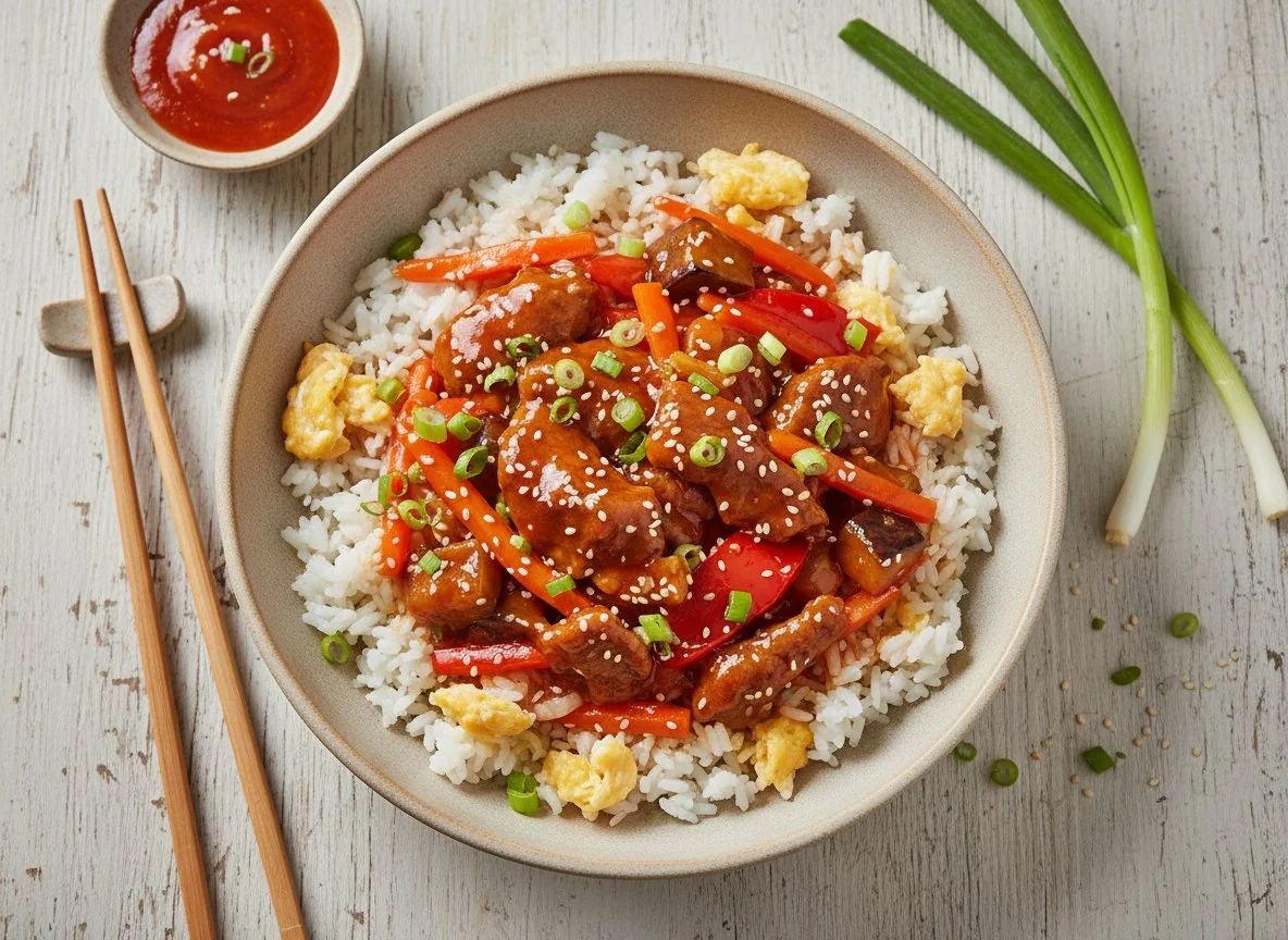 Рис с говядиной в кисло-сладком соусе photo